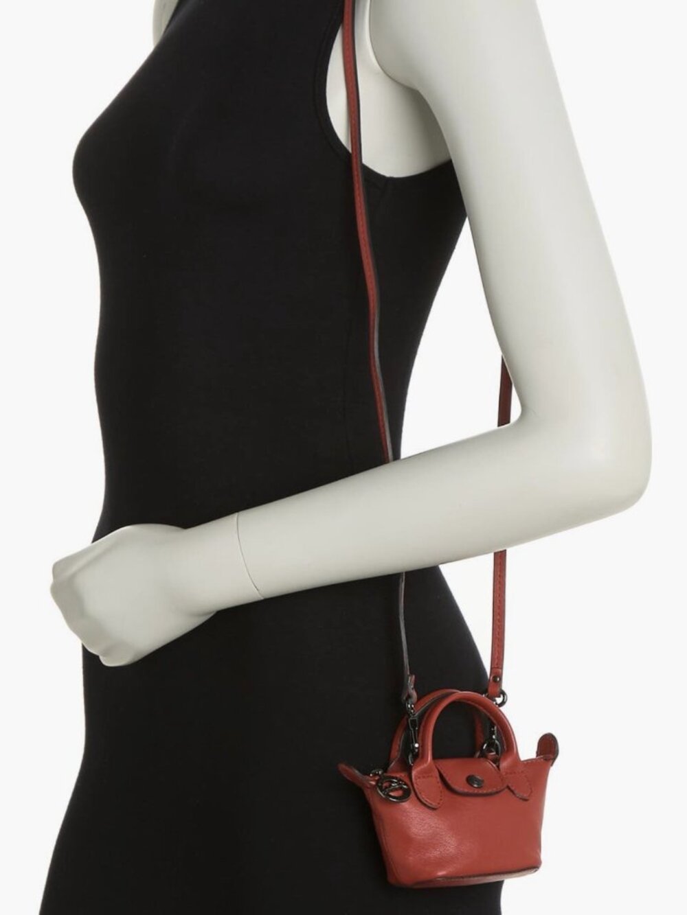 LONGCHAMP Nano Mini Le Pliage Cuir Leather Top Handle Bag CrossBody NWT - Picture 10 of 11